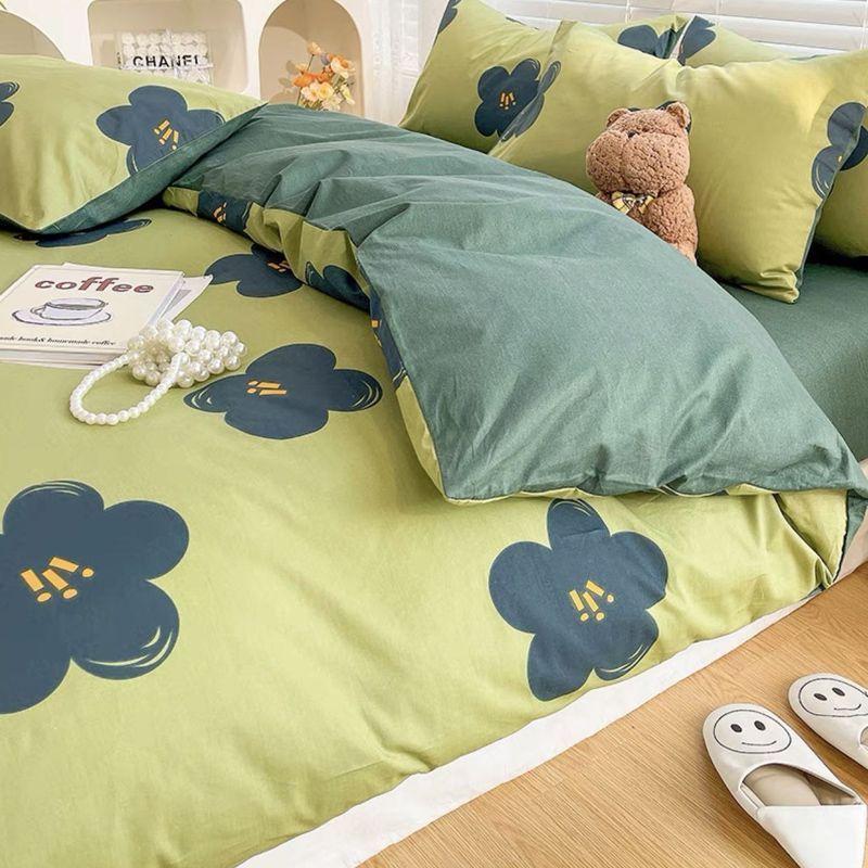 Комплект из четырех предметов из стираного хлопка, простыня, пододеяльник, комплект из трех предметов для спальни, односпальная кровать.