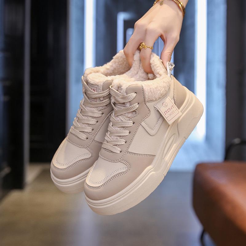 2025 Winter Velvet Warm Platform Cotton Shoes Women's Korean Version High-top Ins Tide Student Leisure Sports Women's Shoes K2705