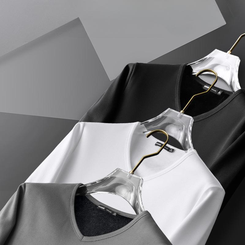 Термобелье для мужчин, верхняя часть, плотная терморубашка, длинный рукав, толстая рубашка, мягкий плюшевый пуловер, теплая футболка