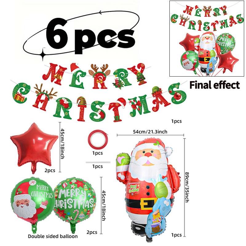 Christmas Balloon Set Santa Snowman Christmas Tree Balloon Bundle New Year Digital Balloon Christmas Party Decoration Props