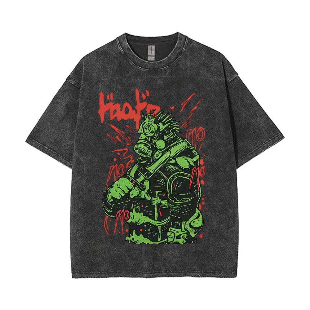 Washed Vintage Anime Dorohedoro Ebisu Noi Nikaido Kaiman Graphic T Shirt Men Casual Cotton Tshirt Male Gothic Horror Streetwear