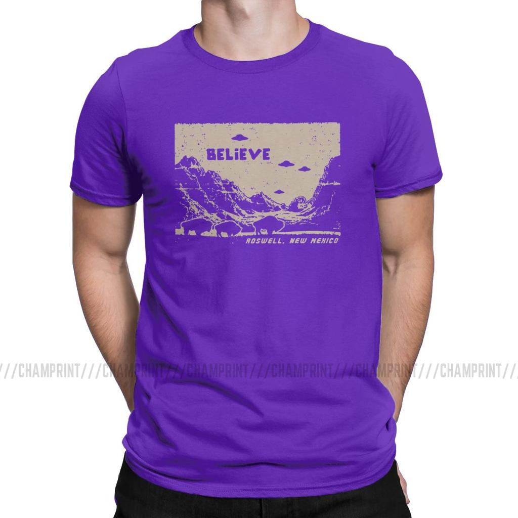 Ufo Flying Saucer T Shirts For Men Pure Cotton Funny T Shirt Round Collar I Want