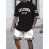 New Men's 3D Printed T-shirt Set Harajuku Fashion T-shirt Short-sleeved + Shorts Two Sets Plus Size Leisure Sports Suit
