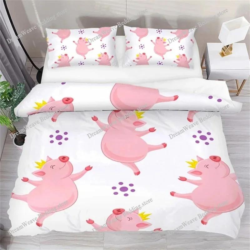 Мультяшный милый поросенок пододеяльник комплект постельного белья Kawaii Animal комплект постельного белья King Microfiber Farmhouse Wildlife Theme одеяло чехол наволочка