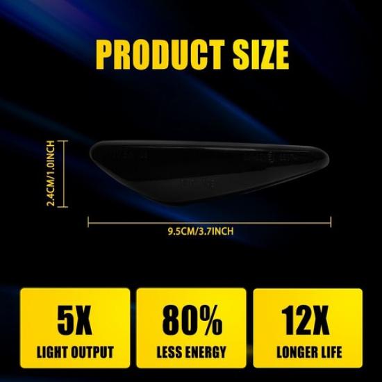 2X LED Side Marker Turn Signal Light For 2017- Fiat 124 Spider Dynamic Amber