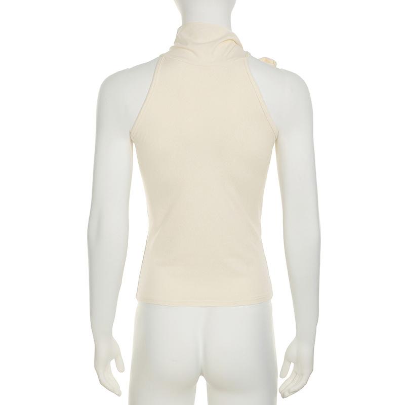 Однотонный бант халтер женский без рукавов облегающий майка уличный стиль мода простой дизайн