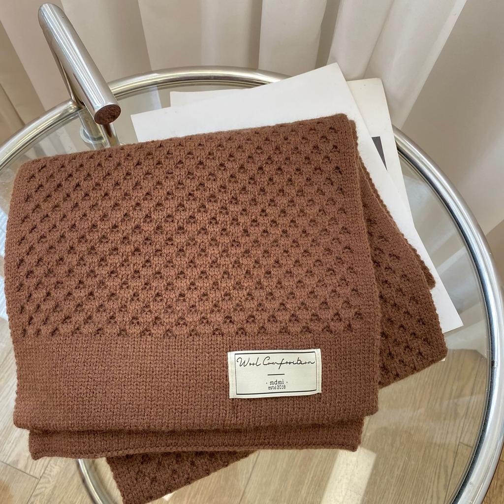 Autumn and Winter Korean Style Japanese Solid Color Knitted Pineapple Couple Students Versatile Thickened Warm Scarf