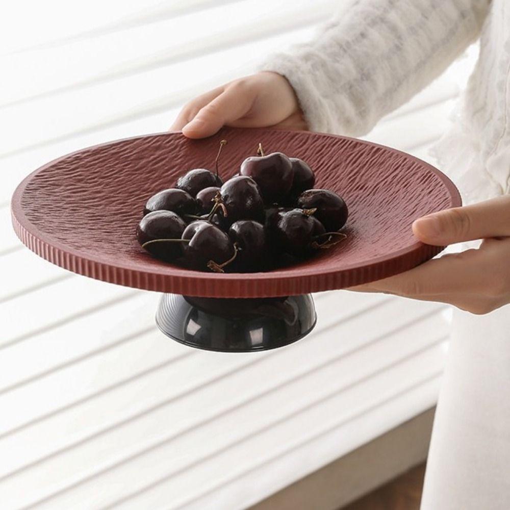 Plastic High-legged Fruit Plate Large Capacity Snack Serving Tray Fashion Candy Plates  Living Room