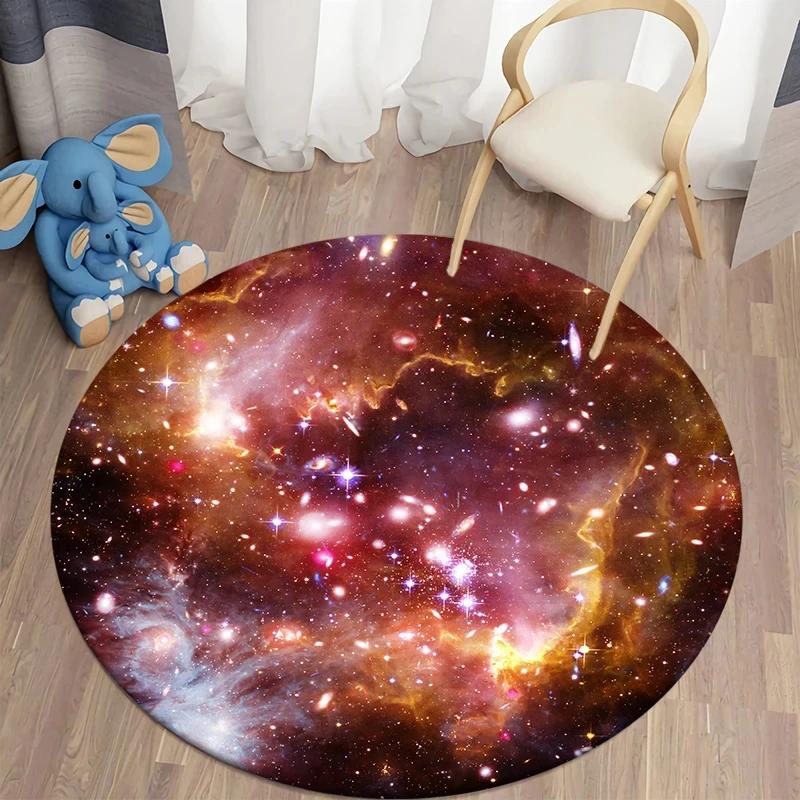 Круглый ковер "Галактика" Вселенная Космос Звездный ковер Нескользящий коврик для пола для спальни игровой комнаты детской комнаты