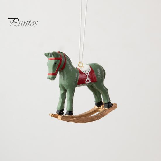 Рождественский кулон в стиле ретро, ​​милый цветной 3D мультяшный лошадка-качалка, подвесное украшение из смолы для рождественской елки, рождественское украшение для дома и праздника
