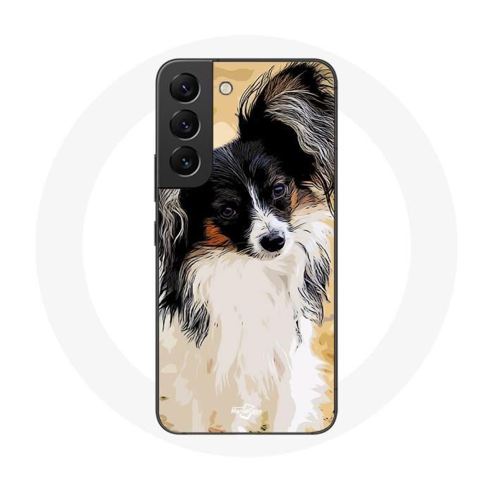 Чехол - Samsung - Galaxy S22 - Континентальный той-спаниель папильон - Черный - Жесткий