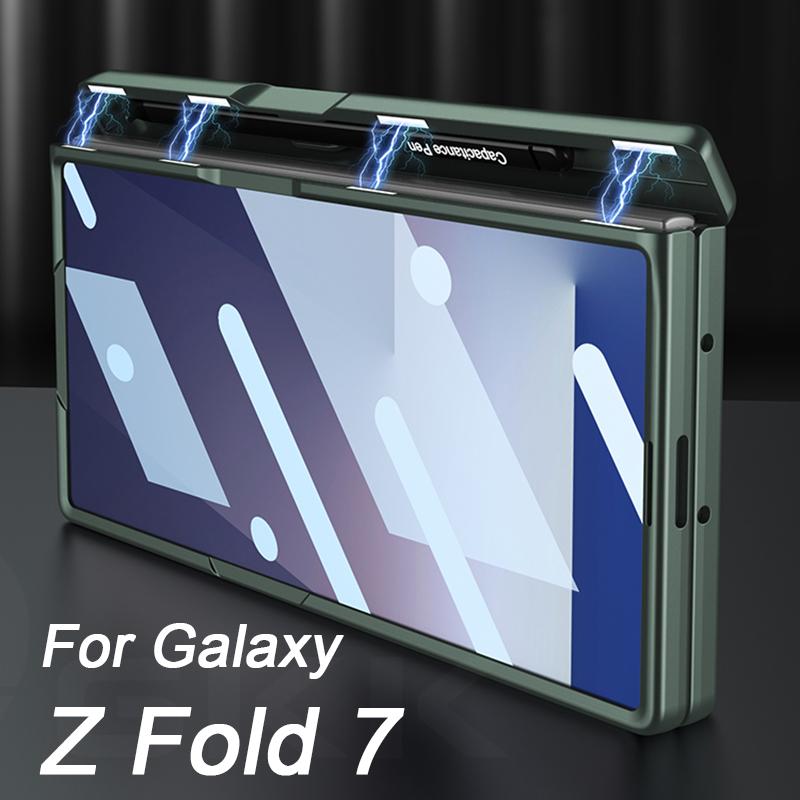 Магнитный шарнир 360 Защитный чехол для Samsung Galaxy Z Fold 7 6 5 Держатель для стилуса Защитное стекло Подставка Чехол для Galaxy Z Fold7