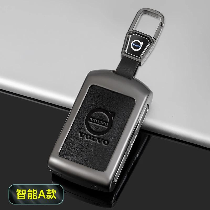 AABBG1 Zinc Alloy Car Key Case Cover Shell Holder Fob For Volvo S60 S90 XC40 XC60 XC90 V90 Polestar 1 Polestar 2 Keychain Car Accessory
