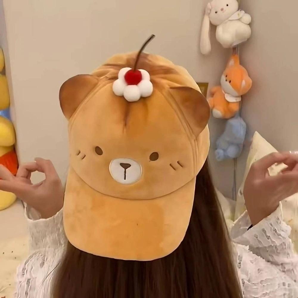 Comfortable Sweet Bear Sun Protection Cap Cute Cartoon Cat Duckbill Cap Cherry Baseball Cap  Daily