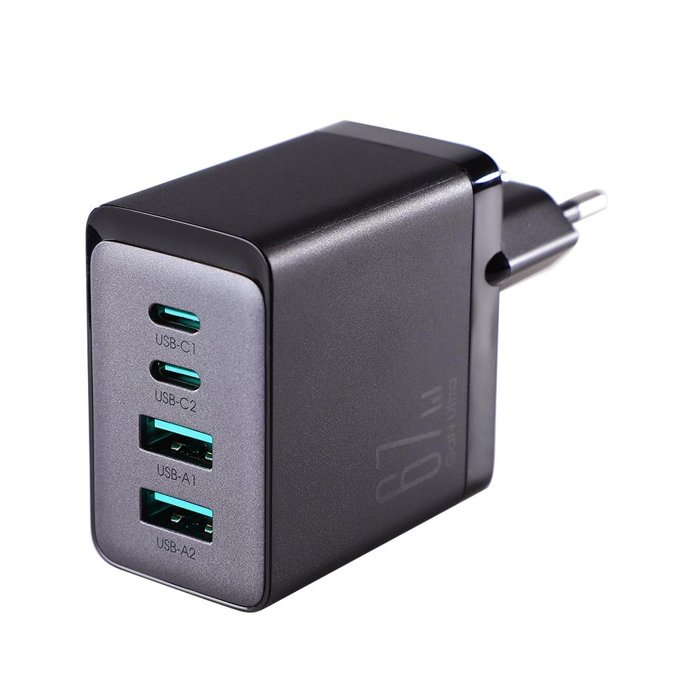 Joyroom 67W GaN Multi-Port Charger (2x USB, 2x USB-C) with 100W USB-C Cable - Black (Model TCG02)