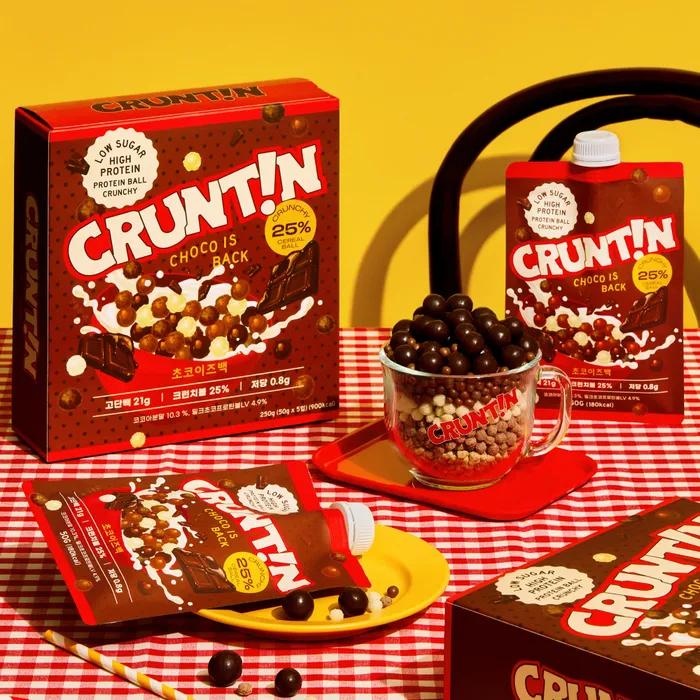 [0g Sugar Range] Crunteen Crunchball Protein Shake Choco Is Back 1 Box 50g x 5 Packets