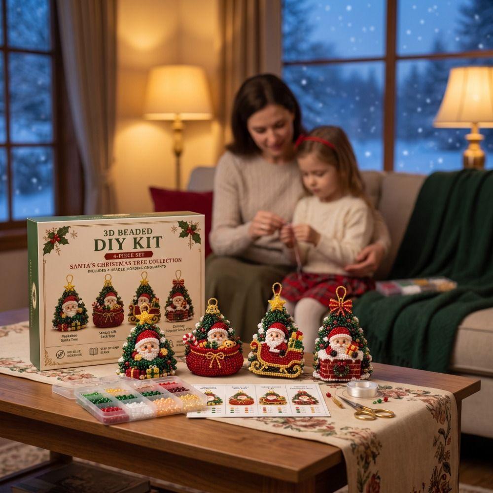 Santa Claus Christmas Pearl Art Craft Kit Dog Cat Creative DIY Beads Craft Set Penguin Snowman Elk Christmas Decoration