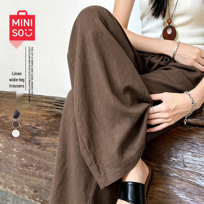 MINISO Женские брюки-клеш из смешанной льняной ткани