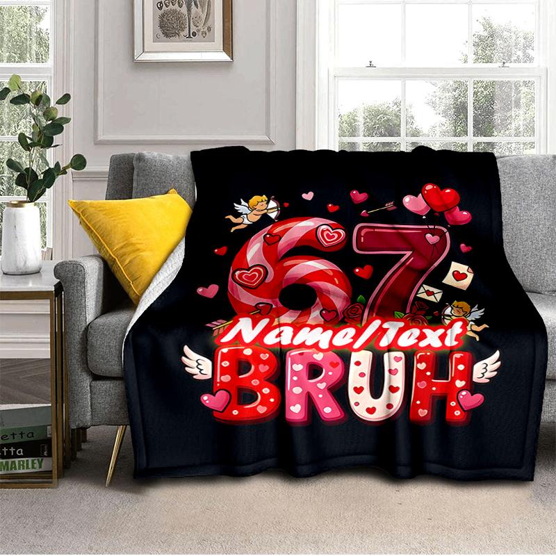 1PC Custom Name Love Friendship Celebration flannel blanket versatile,all-season throw suitable for the living room,bedroom,camping,travel,and gift