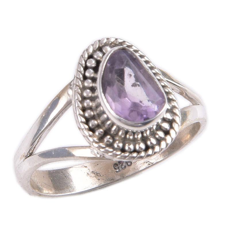 Natural Pink Amethyst Gemstone Handmade 925 Solid Silver Jewelry Ring S.8 Q7y52