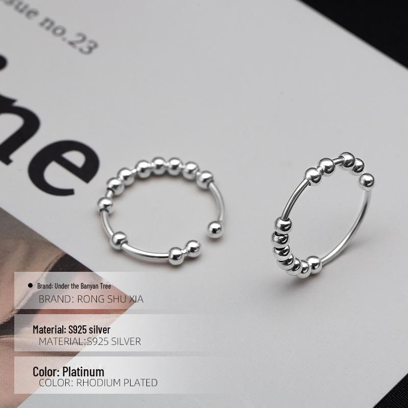 Кольцо на указательный палец Banyan Tree S925 Silver женское с круглыми бусинами и декомпрессией, тренд