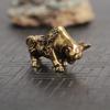 Mini Brass Wealth Bull Figurine Pendant Vintage Feng Shui Ornament Metal Animal Statue for Home Desktop Decoration Ornament