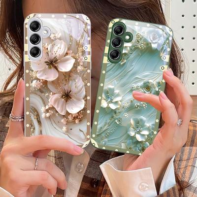 Коробка Розовые Цветы Для Samsung Galaxy A14 4G 20 30 52 20S 21S 22 A32 33 34 42 50 51 53 54 70 71 72 73 5G Стеклянный Чехол для Телефона