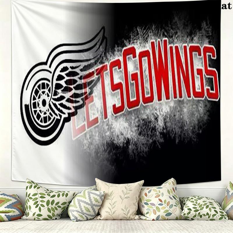 Detroit Red Wings Wall Tapestry Aesthetic Wall Hanging Printed Fabric Blanket Decorative Tapestries for Bedroom Living Room Home Decor