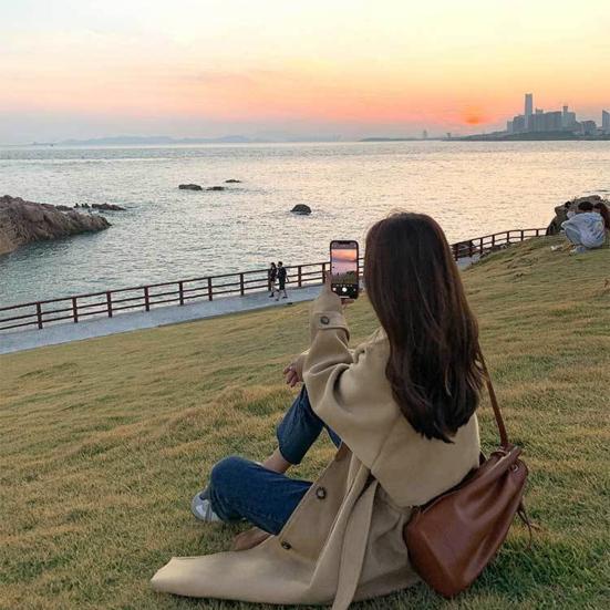 Осень-зима Женская куртка с поясом, толстый свободный отложной воротник, куртка для поездок на работу, однобортная, средней длины