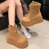 Женские зимние ботинки на плоской подошве, замшевые туфли на платформе и высоком каблуке, брендовая повседневная обувь из хлопка, зимняя мода 2025 года, готические удобные ботинки Mujer