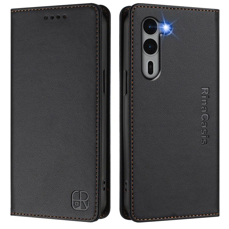 Роскошный кожаный чехол для Fujitsu Arrows We2 Plus/F-51E/Arrows We2/F-52E RFID-блокировка слотов для карт Магнитная подставка для притяжения Ударопрочный откидной чехол