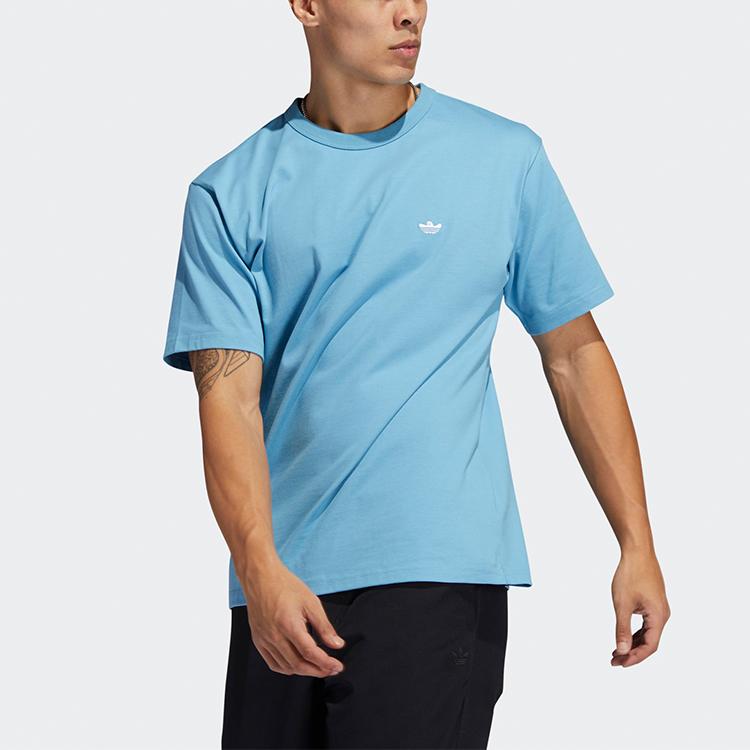 adidas Originals Heavyweight Shmoofoil Logo Футболка с круглым вырезом Мужские топы Туманно-синий GL9937