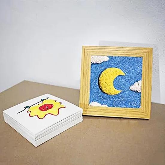 10/20Pcs Foam Texture Paper Round Square White Cellulose Cards Puffy Texture Acrylics Painting Paper 3D Canvas Sponge Kids DIY Art Craft Supplies