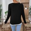 Женская модная однотонная футболка с длинным рукавом, круглым вырезом, имитацией двух частей, повседневный пуловер, топ