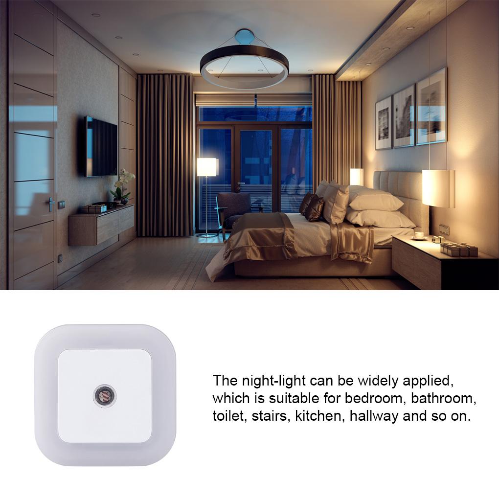Светодиодный ночник с подключаемым модулем, интеллектуальный датчик заката и рассвета, квадратная форма, управление, ночник для кормления, спальня, лестница, коридор