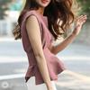 Sleeveless Round Waist Hem Cover for Short Korean Covers Body Looks Delicate Pink [J-Scott] Women's Blouse, Peplum, Neck, Belt, Ruffles, Plain,