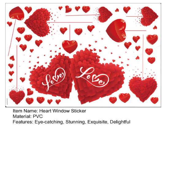 Наклейки на окна ко Дню святого Валентина, многоразовые красные сердечки любви, статические наклейки на окна для Дня святого Валентина, свадебной вечеринки, дня рождения