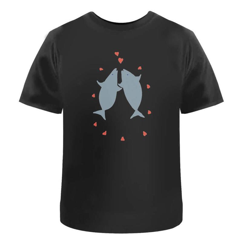 Cute Dolphin Couple Love Heart T-shirt