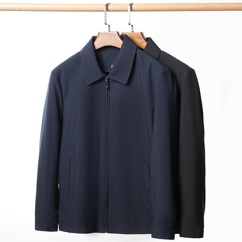 Мужская весенняя куртка 2024 года — фасон с лацканами для людей среднего и пожилого возраста