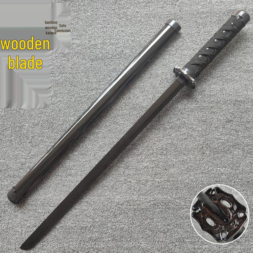 Bamboo & Wood Samurai Training Sword with Scabbard - Tang Horizontal Anime Blade