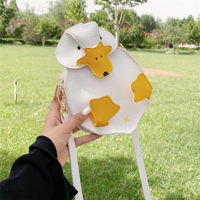 Women Duck Shape Bag Crossbody Female Soft PU Leather Shoulder Bag Girls Cute Cartoon Duck Handbags and Purses