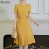 Women Casual Round Neck Summer Short Sleeve Dress
