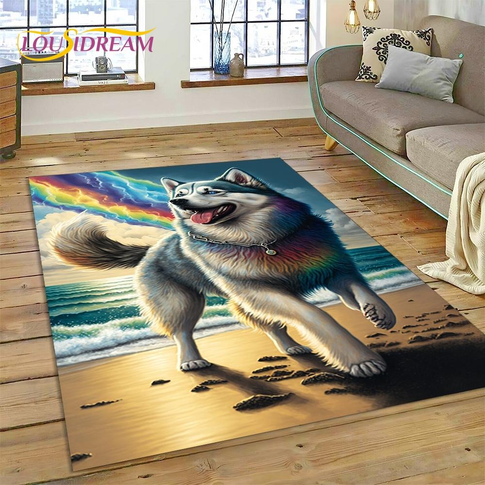 3D милый ковер с изображением собаки самое, чихуахуа, хаски, коки из мультфильма для гостиной, спальни, домашнего декора, нескользящий коврик для дивана, подарок