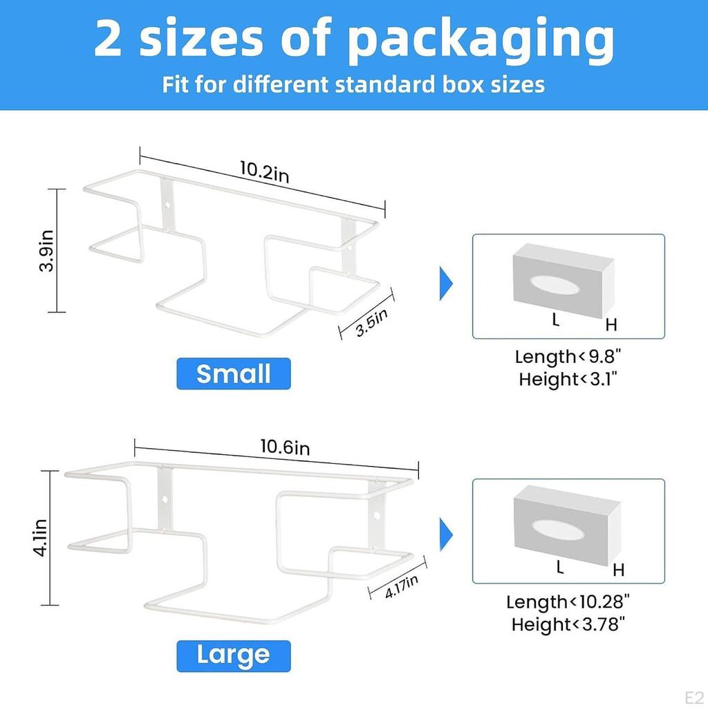 2 Pieces Facial Tissue Wire Rack Metal Glove Wall Mounting Disposable Dispenser for