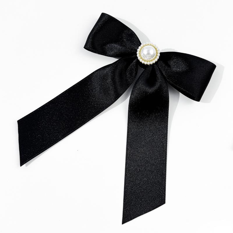 Черная лента бант жемчужная брошь для женщин универсальные булавки для воротника рубашки украшение одежды лента галстук ювелирные аксессуары подарки