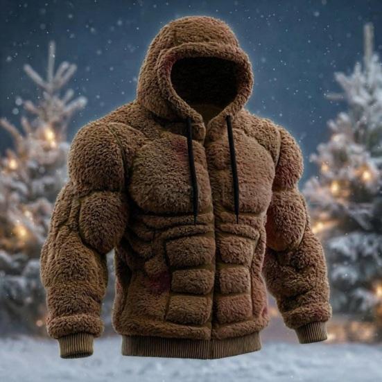 Мужская толстовка с мышцами Реалистичная 3D-печать Пуловер Свитшот Мускулистый Теплый Пушистый Толстовка с капюшоном для вечеринки Уличная одежда