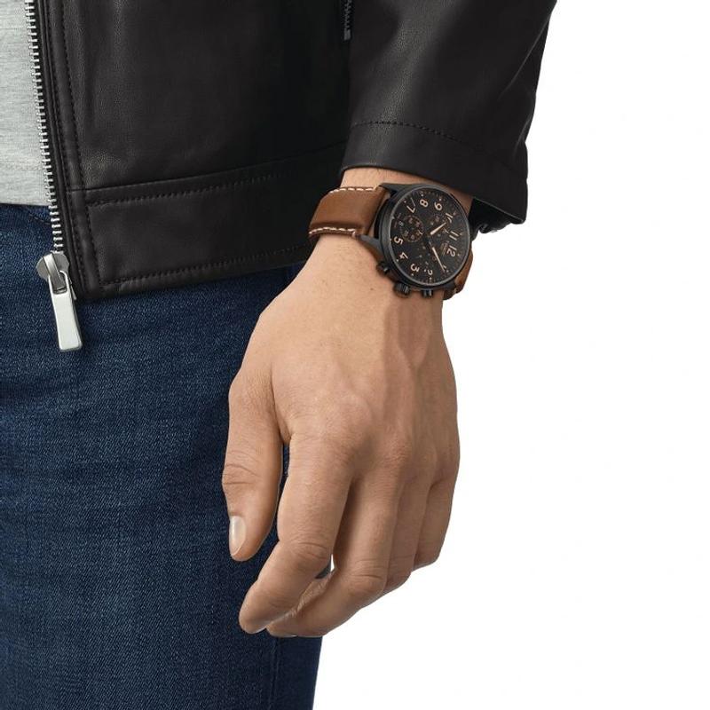 Tissot Спортивная коллекция Кварцевый механизм Водонепроницаемость 100 м Мужские часы Черный циферблат Корпус из нержавеющей стали T116.617.36.052.03
