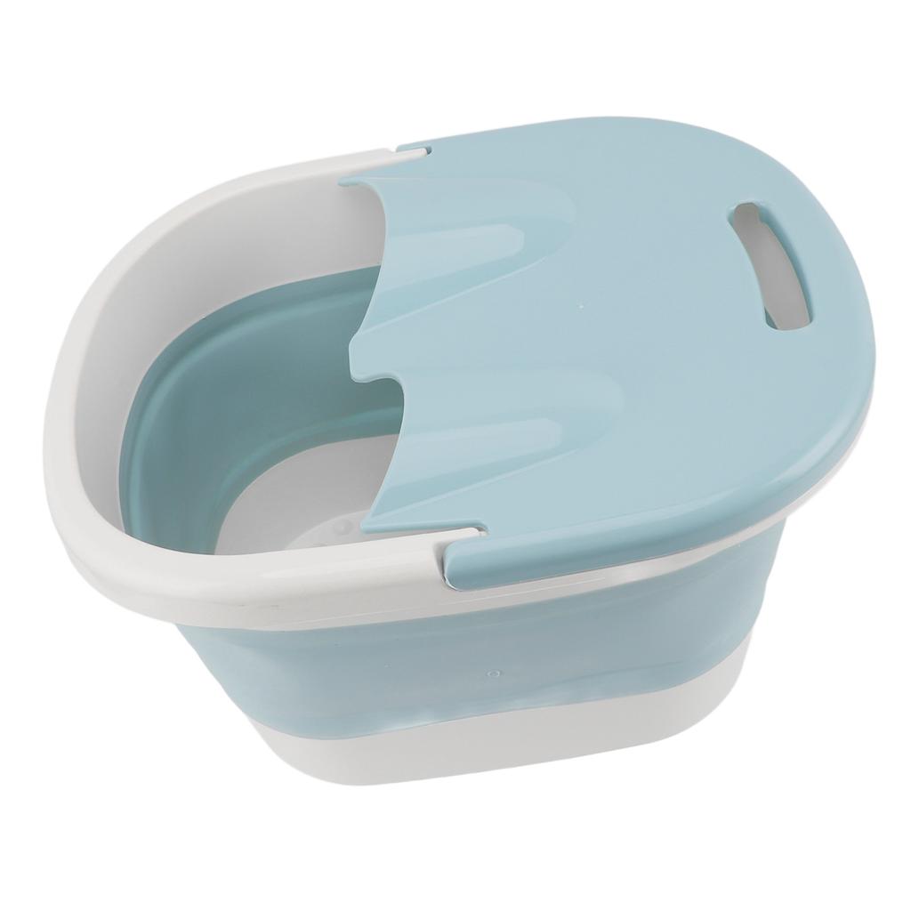 Foot Bath Tub Heightened Collapsible Portable Massage Function with Lid Foot Soaking Bucket for Home Blue