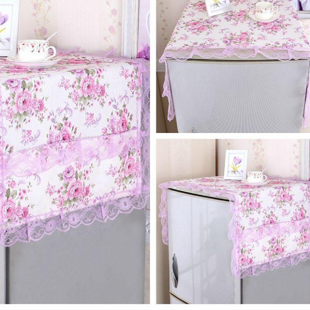 Pink Hanging Bag Art Cloth Dust Cover Refrigerator Cover Cloth Cover Flower