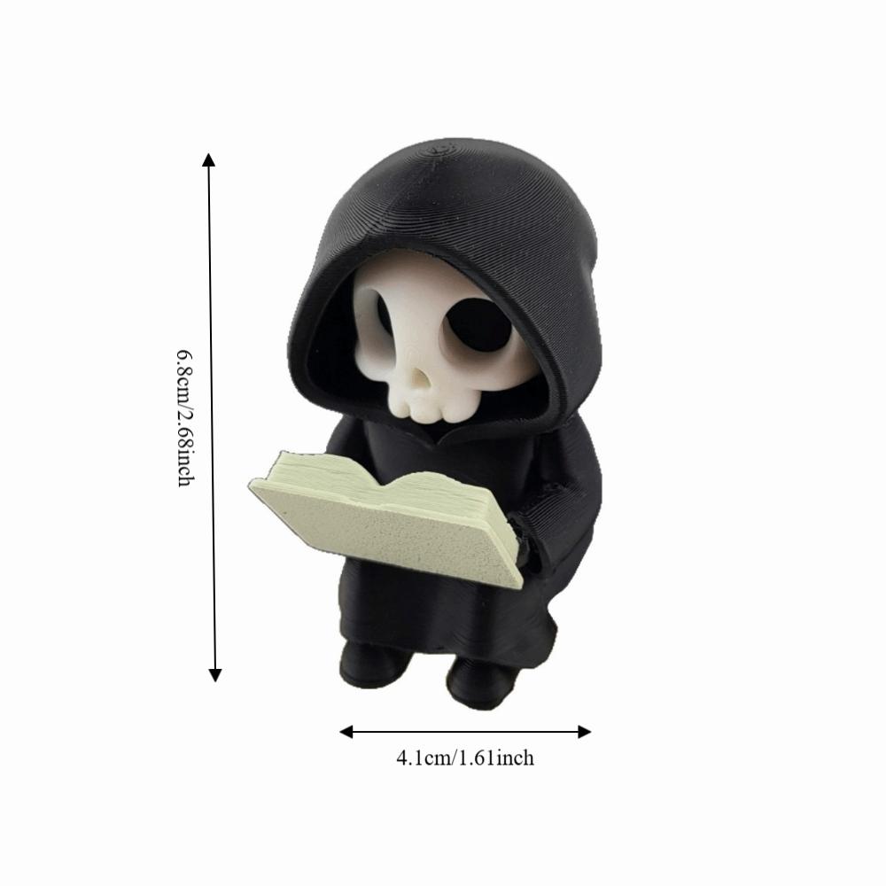 Cartoon Gothic Decoration 3D Printed Reading Pose Ghost Statues Cute Ghost Ornaments Desktop Use